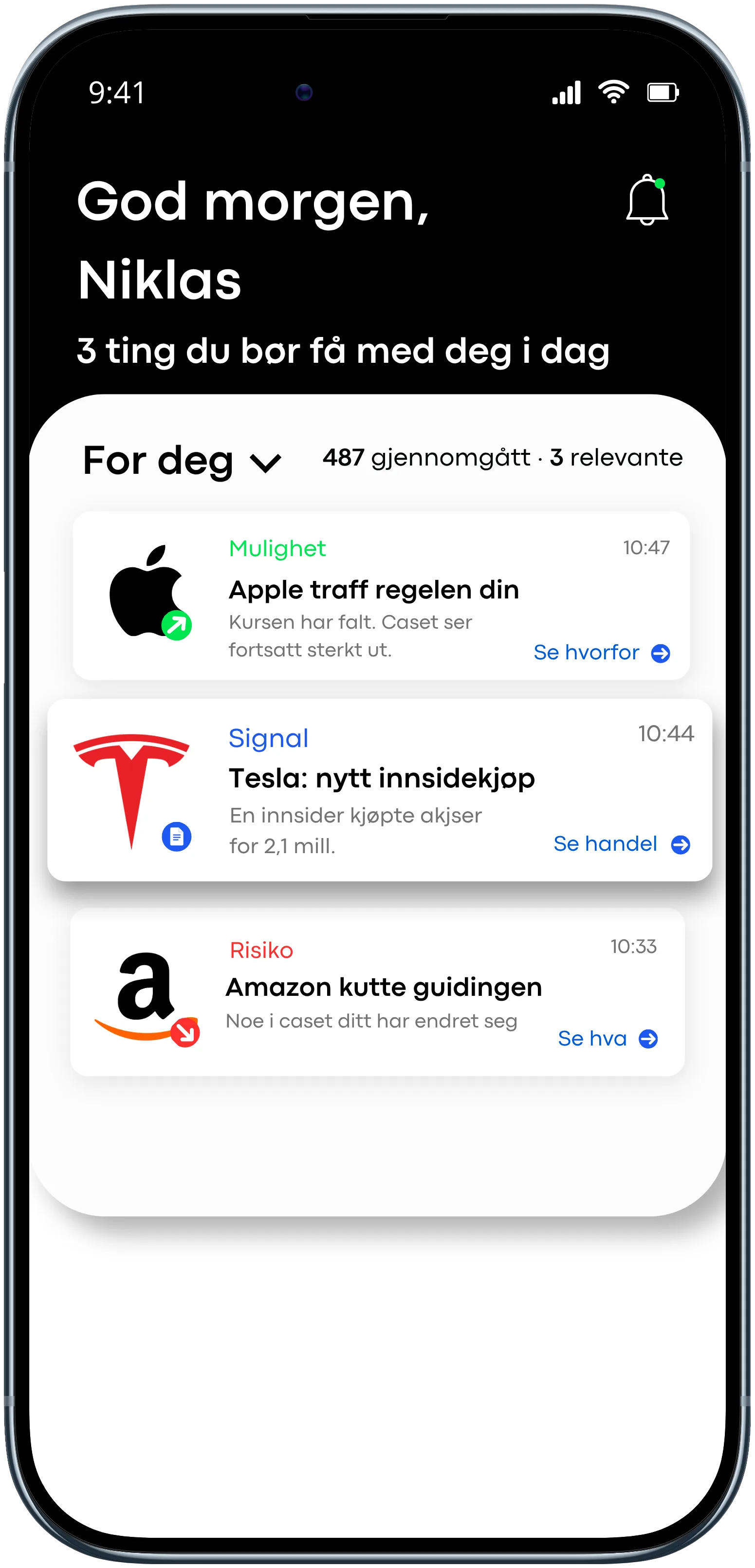 Fincharter-appen på mobil
